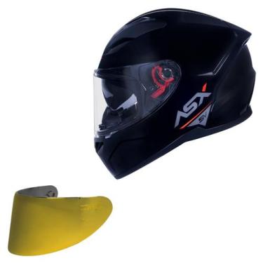 Imagem de Capacete Asx City SV Preto Brilho Oculos + Viseira Dourada, Preto Bril