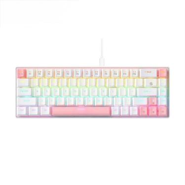 Imagem de Teclado Gamer Mecânico Com Fio USB 60% Retro Iluminado Switch Azul ABN