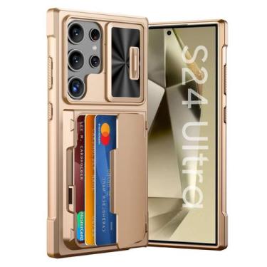 Imagem de Capa tipo carteira GooseBox para Samsung Galaxy S24 Ultra 6,8" dourada