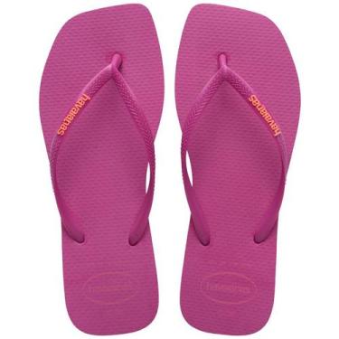 Imagem de Chinelo Havaianas Slim Square Logo Pop Up Bico Quadrado, Rosa gum, 41/