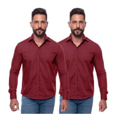 Imagem de Kit Camisa Social Masculina Manga Longa Slim 2 Cores Iguais - Teodoro 