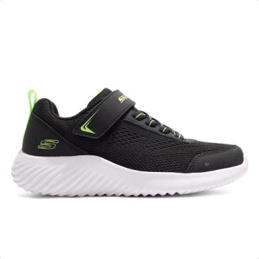 Imagem de Tênis Skechers Bounder - Quantarun Infantil, 29, Preto, Verde