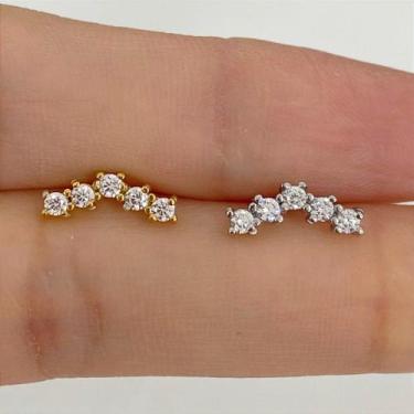 Imagem de Labret em aço cirúrgico cascata mini curves com zircônias - no-brand, 