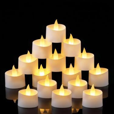 Imagem de Velas LED tipo tealight de chama dupla Eloer, pacote com 24, brancas