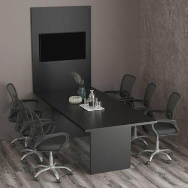 Imagem de Kit com Mesa para Reunião 6 Lugares e Painel para TV até 37 Polegadas 