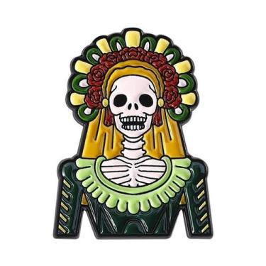 Imagem de Pins De Esmalte E Broches De Lapela Com Tema Caveira Catrina Do Dia Do