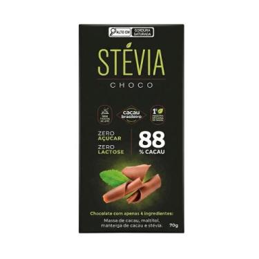Imagem de Chocolate Vegano Zero Açúcar Zero Lactose 88% Cacau Stévia Choco  70g