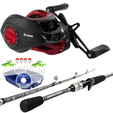 Imagem de Kit Pesca Iniciante Barato Carretilha Vara Estojo Completo Lado da Man