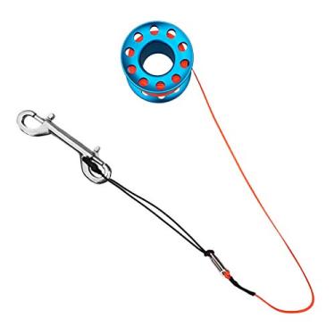 Imagem de Kesoto Carretel de mergulho com carretel de dedo com linha de 15 m, clipe para Wreck Cave Tech Mergulho Snorkeling Spearfishing Livre - Azul