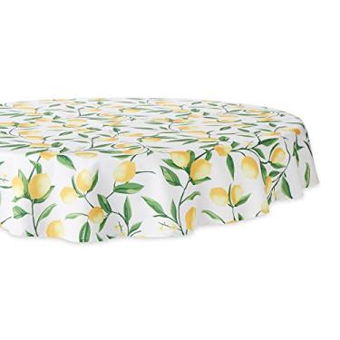 Imagem de DII Toalha de mesa ao ar livre Lemon Bliss Coleção resistente a manchas e à prova d'água, 152 cm redonda