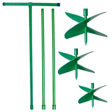 Imagem de Kit Cavadeira Trado Perfurador de Solo Manual 15, 20 e 25 CM c/ Cabo T e 2 Extensões CADIOLI