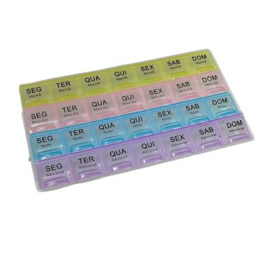 Imagem de Porta Medicamentos Semanal Diário Caixa Organizador De Comprimidos 4x Ao Dia