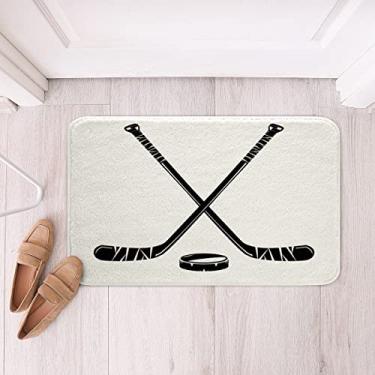 Imagem de Tapetes de banho de hóquei no gelo para banheiro para crianças meninos meninas jogos esportes gelo acessórios de banheiro jogador de hóquei tapetes de banheiro decoração de esportes de inverno tapete de hockey 50,8 x 81,2 cm