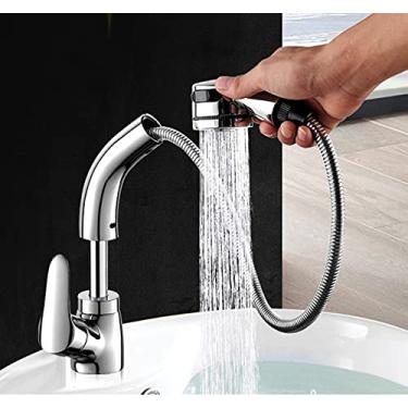 Imagem de Torneira Cozinha Com Chuveiro Dourado/Chrome/Preto/Branco Torneira Pia Cozinha Extraível Torneira Pia Misturador Torneira Cozinha,chrome one pcs