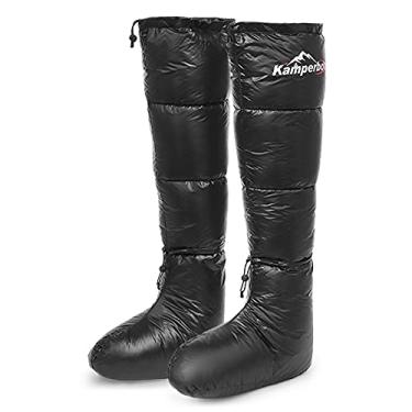 Imagem de Wemay Sapatilhas de inverno meias chinelos quentes e macios à prova de vento com cordão ajustável para camping mochila tenda saco de dormir homens mulheres botas unissex com enchimento com bolsa de