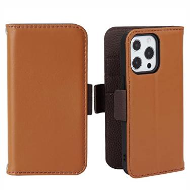 Imagem de Capa carteira para iPhone 13 Pro Max/13 Pro/13/13 Mini, capa flip de couro de vaca premium com suporte para cartão capa flip magnética para notebook, marrom 1,13 Mini 5,4 polegadas
