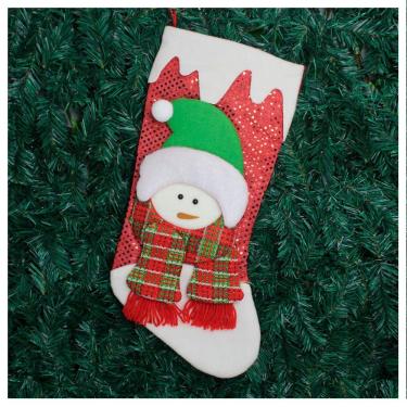 Imagem de Bota Meia Natalina Decoração Boneco De Neve Tecido 46cm