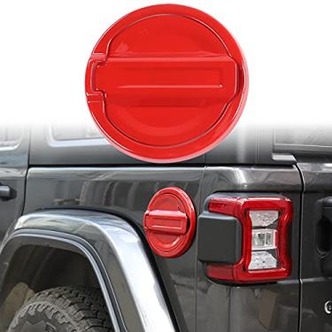 Imagem de CheroCar Kit de decoração de capa de tanque de combustível ABS para acessórios Jeep Wrangler 2018-2021 JL 2/4 portas (vermelho)