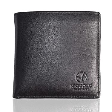 Imagem de Carteira masculina fina de grande capacidade com 10 compartimentos para cartões, Preto/branco, Large, Casual