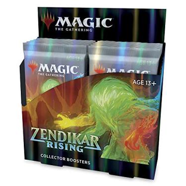 Imagem de Cx de booster de colecionador de Magic. The Gathering Renascer de Zendikar, 12 boosters (180 cards) + 2 joias da caixa, Mais de 132 metalizados, 48 raros, 72 cards com mold alternativa, Inglês, Multicor