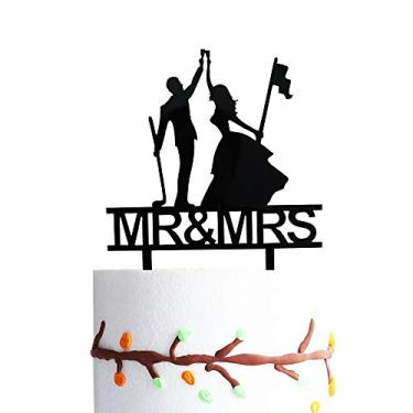 Imagem de Topo de bolo de casamento para amantes de golfe, topo de bolo para noivo e noiva, golfe, tosta de bolo de aniversário