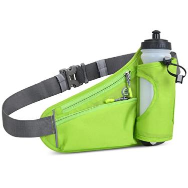 Imagem de Cinto de hidratação de corrida com garrafa de água pacote de cintura esportivo para homens mulheres maratona caminhada ciclismo impermeável refletivo ajustável, verde, 30 * 22 cm