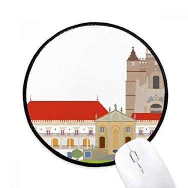 Imagem de DIYthinker Tapete de mouse Portugal Coimbra National Landmark Building Desktop Office Tapete redondo para computador