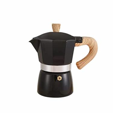 Imagem de cafeteira moka pot,Máquina de café expresso para fogão, panela moka de alumínio para gás ou fogão elétrico de cerâmica, cafeteira italiana para cappuccino ou café com leite(6 Cup/300ML-Black)