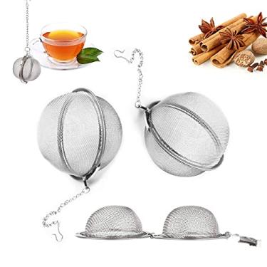 Imagem de 3 peças de bola de infusor de coador de chá - filtro de chá de malha de aço inoxidável para folhas, filtro de ervas de especiarias espremer de frutas - 9 cm de diâmetro