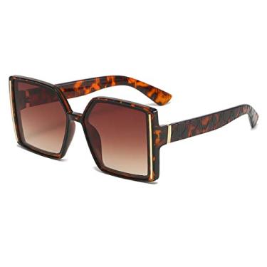 Imagem de Óculos de sol quadrados para mulheres, homens, moda, óculos de sol gradiente verde, óculos masculinos, óculos de direção UV400, leopardo, tamanho único