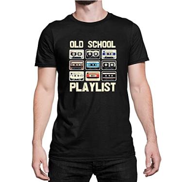 Imagem de Camiseta Old School Playlist Anos 90 80 Fita Cassete Cassette Cor:Preto;Tamanho:GG