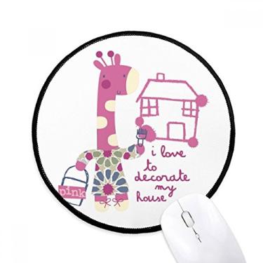 Imagem de Mousepad de animal com estampa de girafa rosa da Decore House para escritório e computador