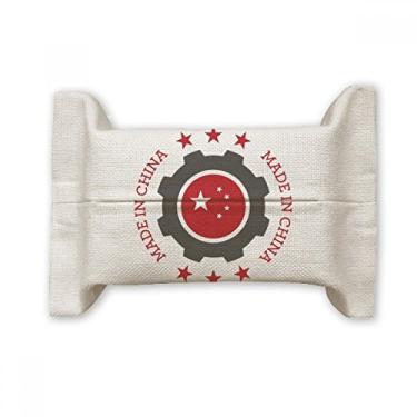 Imagem de Bolsa de linho de algodão para lenços faciais da National Stars Cog Red Chinese