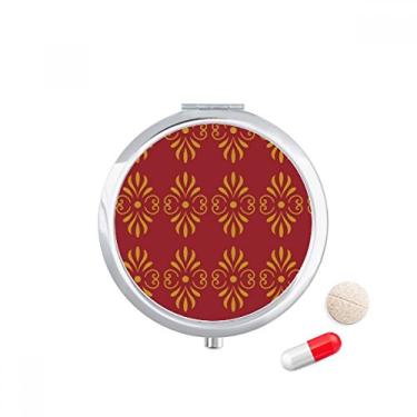 Imagem de Porta-comprimidos com padrão decorativo vermelho dourado da Tailândia, caixa de armazenamento de medicamentos, dispensador de recipiente