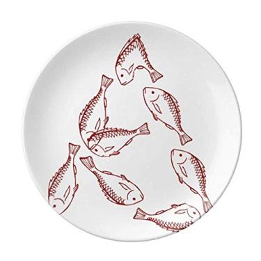 Imagem de Comida Peixe Em torno de Frutos do Mar Placa Decorativa De Porcelana Salver Prato De Jantar