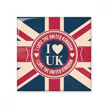 Imagem de I Love The United Kingdom Union Jack Reino Unido Azulejo de cerâmica brilhante Decalque de pedra adornada tijolo vitrificado