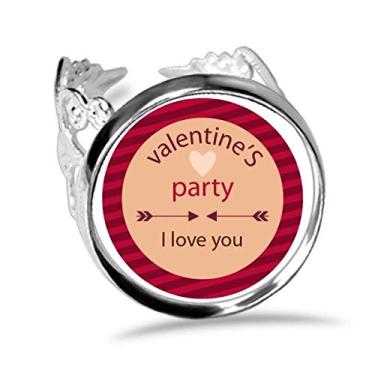 Imagem de DIYthinker Anel de noivado ajustável com coração "I Love You" para festa dos namorados
