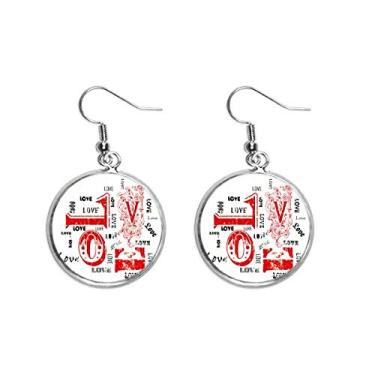 Imagem de Brinco feminino de prata com pingente de orelha de amor vermelho e preto