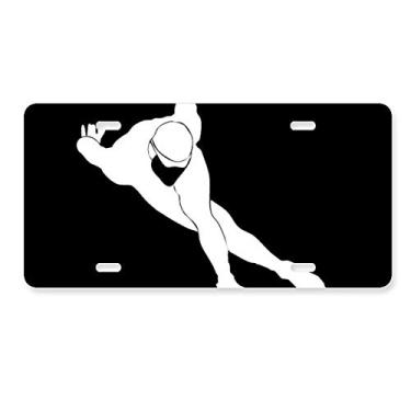 Imagem de DIYthinker Etiqueta de aço inoxidável para decoração de placa de carro com desenho de esportes de inverno