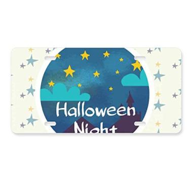 Imagem de DIYthinker Placa de carro The Sky of Halloween Night Decoração de carro Acessório de aço inoxidável