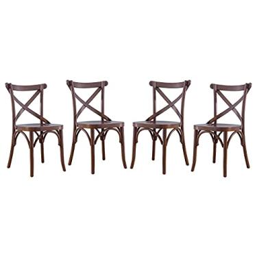 Imagem de Kit 4 Cadeiras para Mesa de Jantar Espanha 39 x 94 Cm Madeira Maciça Tauari Verniz Imbuia - RMI