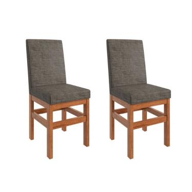 Imagem de Conjunto com 2 Cadeiras Madri Linho Cinza e Canela