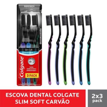 Imagem de Escova de Dente Colgate Slim Soft Black Com Infusão de Carvão 6 unidades