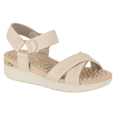 Imagem de SANDÁLIA FEMININA MODARE 7151.125 ORTOPÉDICA PALMILHA MASSAGEADORA SOLA COM 5 CM ALTURA Cor:Creme;Tamanho:38