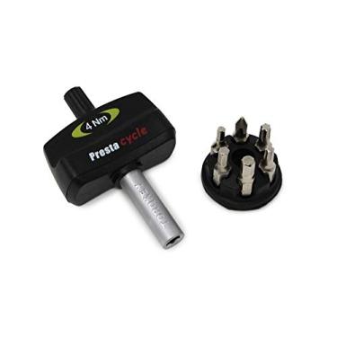 Imagem de Prestacycle Mini TorqKey – Ferramenta de torque predefinida de 4 Nm com 6 brocas de aço S2 e suporte – Precisa, compacta, segura para desparafusar – para manutenção de bicicletas, chave de torque para