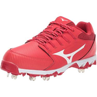 Imagem de Mizuno Chuteiras femininas de beisebol 9-Spike Swift 6 Low Metal, Vermelho-Branco, 34
