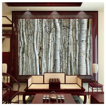 Imagem de TUYIFA Papel de parede 3D ramos preto e branco moderno minimalista sala de estar quarto papel de parede de fundo de TV (138''x100''(350x256 cm), pano de seda)