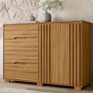 Imagem de Cômoda 4 Gavetas 2 Portas Ripado Texas Moval