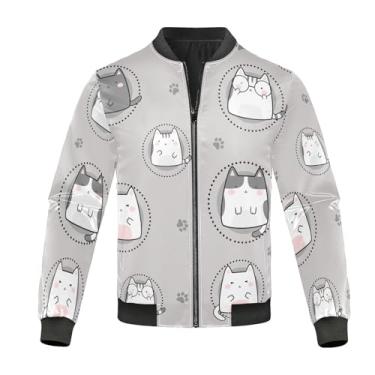 Imagem de Kawaii, colorido, fofo, gato, leve, jaqueta corta-vento, jaqueta masculina pequena, Gatos fofos coloridos Kawaii, P