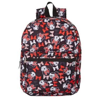 Imagem de Mochila Disney Minnie Mouse para crianças e adultos, 40,6 cm, vermelha e preta